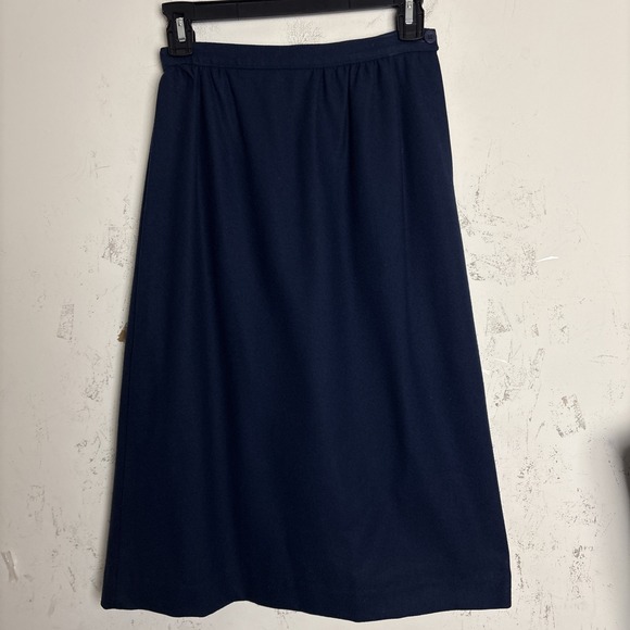 VTG Pendleton 100% Virgin Wool Midi Pencil Skirt Women 10 Navy Blue USA Classic - Picture 2 of 12